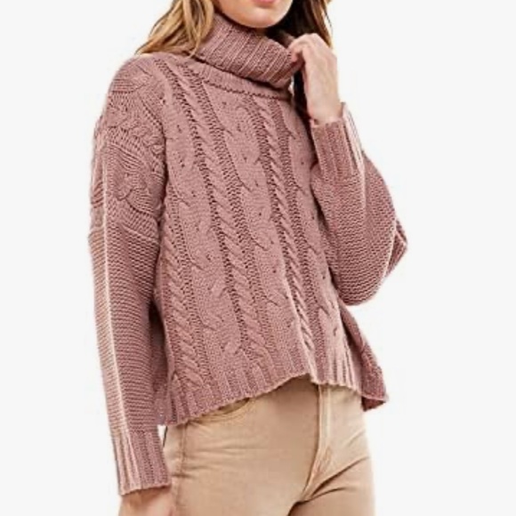 Love Tree dusty rose cowl neck sweater large - Picture 1 of 9